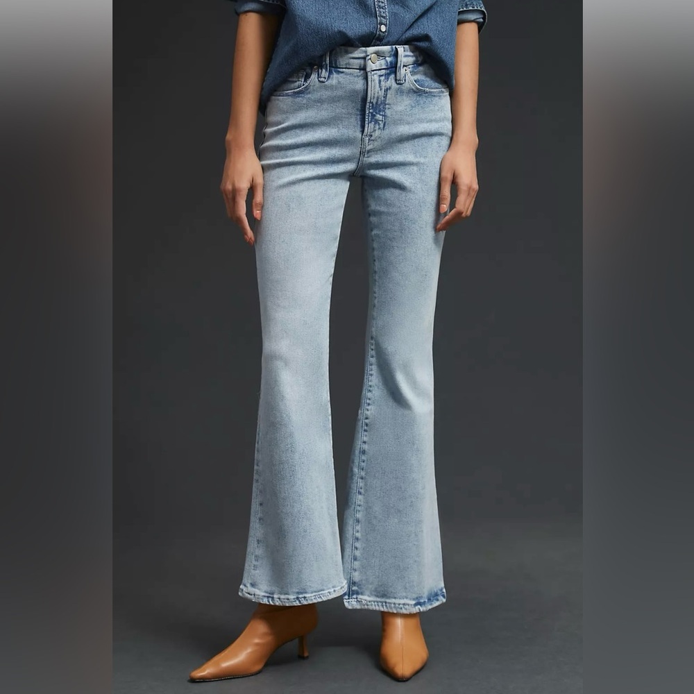 Anthropologie X Good American Petite Flare Jeans Light Wash NWT